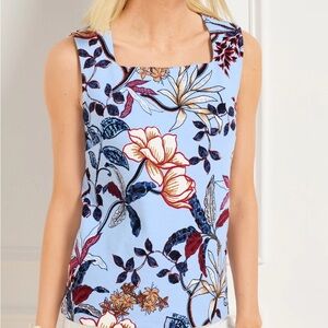 Talbots Floral Print Sleeveless Blouse - Blue and Multicolor NWOT 3x